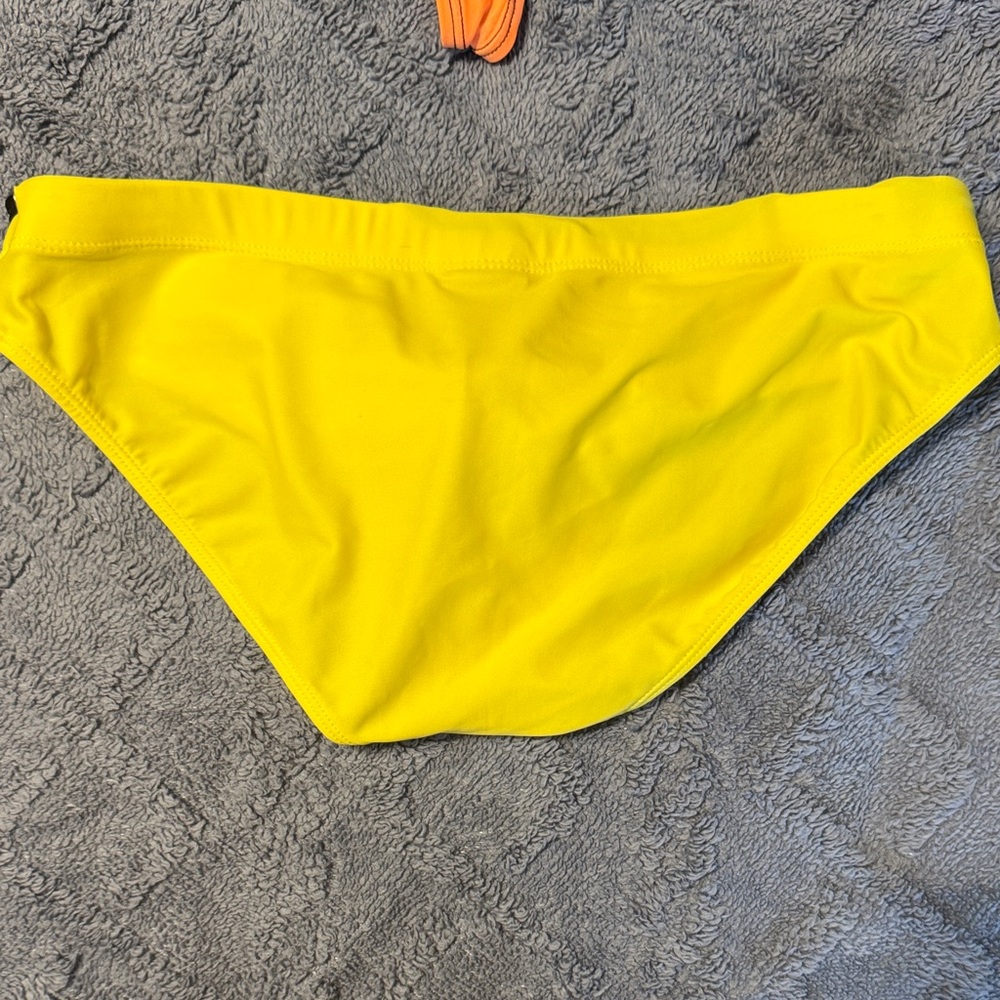 Men's Yellow Swim Briefs with Black Drawstring - Picture 3 of 3